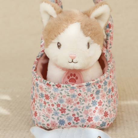 Peluche chat dans sac de transport fleuri Rose, bleu, marron 4 - vertbaudet enfant 