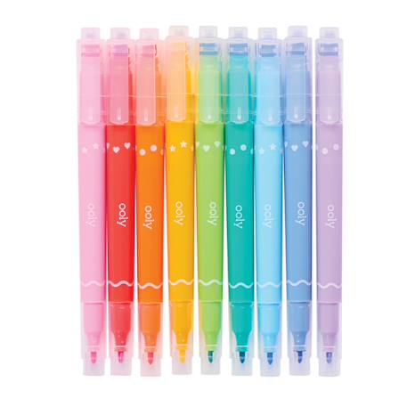 Fille-Marqueurs à tampons Confetti Stamp – 9 marqueurs double pointe avec tampons ludiques