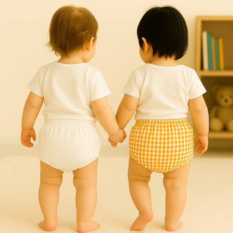 Bloomers en coton bio honey et vert Blanc et vichy+Rose et fraise+Vert et honey 2 - vertbaudet enfant 