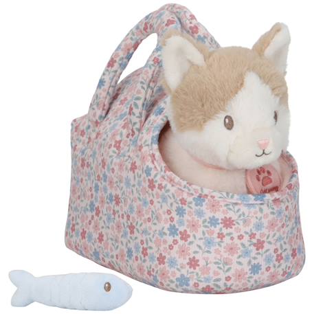 Peluche chat dans sac de transport fleuri Rose, bleu, marron 1 - vertbaudet enfant 