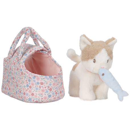 Peluche chat dans sac de transport fleuri Rose, bleu, marron 2 - vertbaudet enfant 