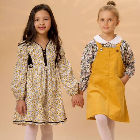 Robe salopette  velours   lola Jaune 5 - vertbaudet enfant 