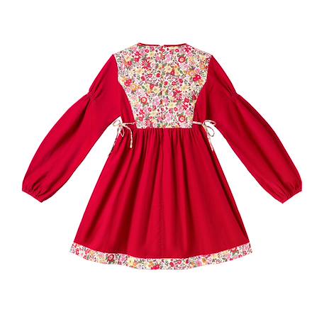 Robe de noël   velours  fleuri liberty  margot Rouge 5 - vertbaudet enfant 