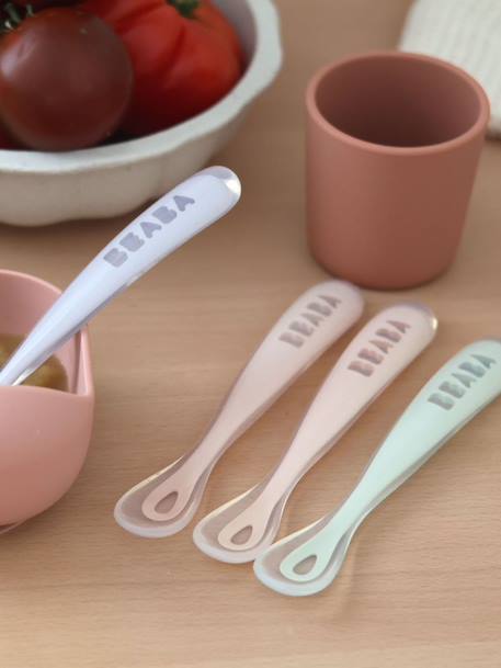 Lot de 4 cuillères 1er âge Soft sans BPA bleu/gris/ocre+blue/ eucalyptus/ pink/ mist+vert sauge 4 - vertbaudet enfant 