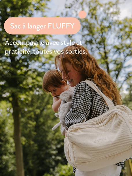 Sac à langer fluffy beige+vert 1 - vertbaudet enfant 