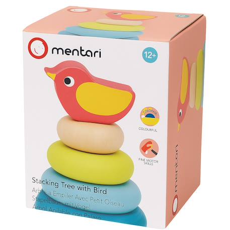 Arbre à empiler en bois avec oiseau - jouet d'éveil éducatif Multicolore 3 - vertbaudet enfant 