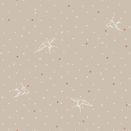 Papier peint enfant hirondelles fond beige 50 x 280 cm Beige 2 - vertbaudet enfant 