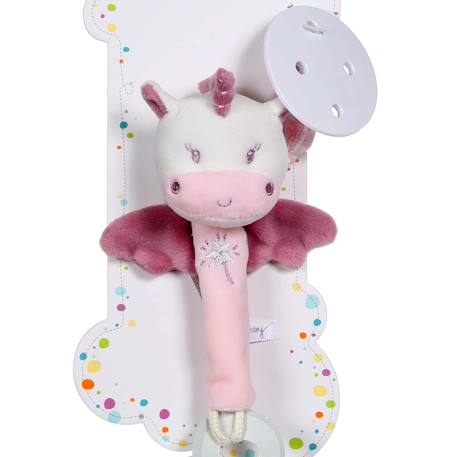 Accroche-tétine peluche les p'tits féeriques licorne 13 cm s/carte Rose 2 - vertbaudet enfant 