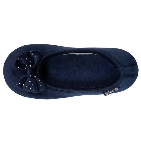 Chaussons ballerines microvelours, semelle antidérapante Marine 2 - vertbaudet enfant 