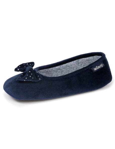 Chaussons ballerines microvelours, semelle antidérapante Marine 6 - vertbaudet enfant 