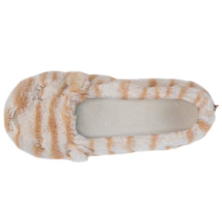 Chaussons ballerines imitation fourrure - tissu antidérapant Beige tigré 2 - vertbaudet enfant 