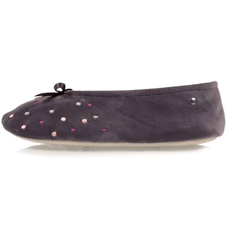 Chaussons ballerines brodée pois Gris foncé 3 - vertbaudet enfant 