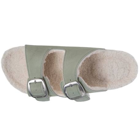 Chaussons mules ouvertes ultra confortables, en cuir Camel+Vert d'eau 8 - vertbaudet enfant 
