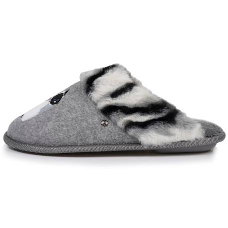 Chaussons mules chat fantaisie Gris+Rose chiné 3 - vertbaudet enfant 