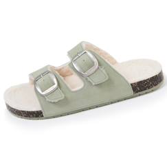 Vêtements de grossesse-Chaussons mules ouvertes ultra confortables, en cuir