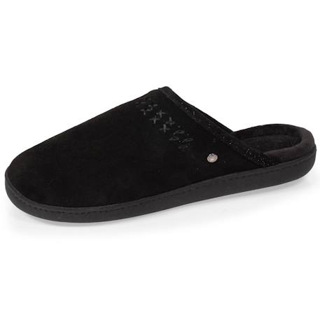 Chaussons mules ultra confortables et légères, en coton biologique et semelle à mémoire de forme Noir+Taupe 1 - vertbaudet enfant 