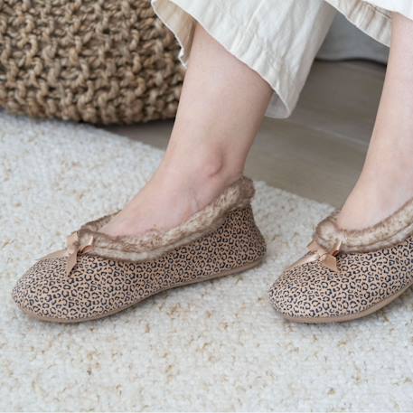 Chaussons ballerines semelle ultra-souple, confortables, semelle à mémoire de forme Léopard+Marine 2 - vertbaudet enfant 