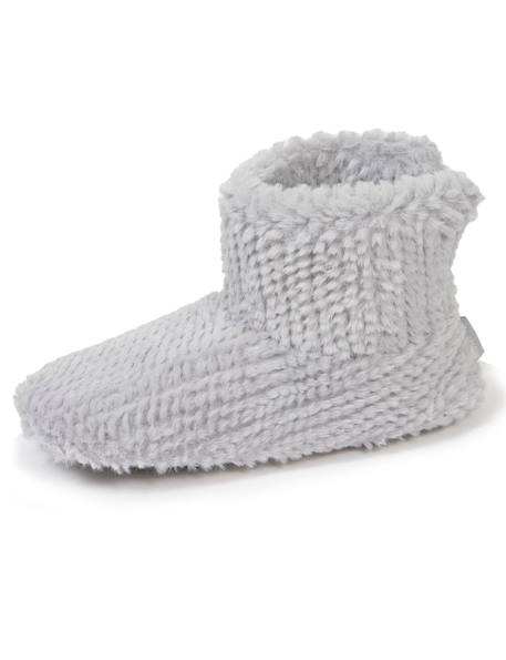 Chaussons bottillons imitation fourrure, semelle antidérapante Gris 6 - vertbaudet enfant 