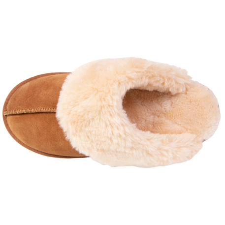 Chaussons mules cuir fourré chaud Beige+Camel+Kaki 9 - vertbaudet enfant 