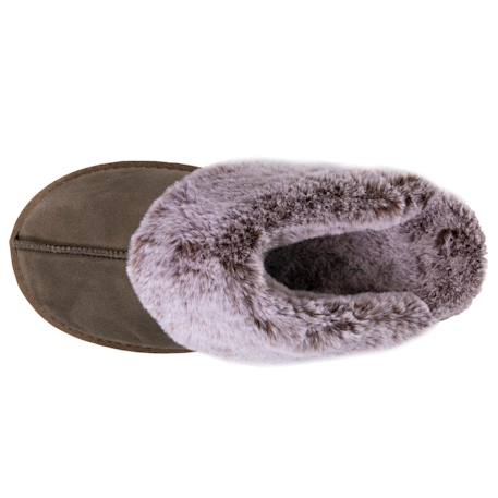 Chaussons mules cuir fourré chaud Beige+Camel+Kaki 15 - vertbaudet enfant 
