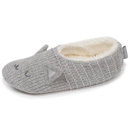 Chaussettes d'intérieur maille chenille - fourrées, antidérapantes Gris 1 - vertbaudet enfant 
