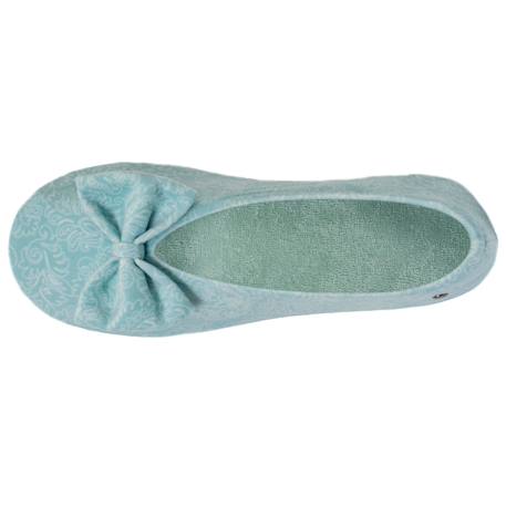 Chaussons ballerines ultra confortables, semelle en cuir, détail grand nœud Aubergine+Bleu canard+Bleu canardfleurs+Girafe+Gris chiné clair+Ivoire+Rayure marinière+Rayuresbleues+Rouge+Sauge+Vert d'eau 61 - vertbaudet enfant 