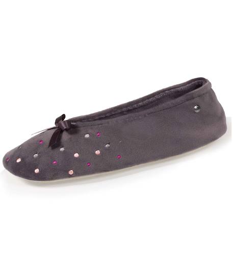 Chaussons ballerines brodée pois Gris foncé 6 - vertbaudet enfant 