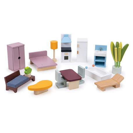 Maison de poupée en bois rétro – chalet moderne avec meubles inclus Multicolore 3 - vertbaudet enfant 
