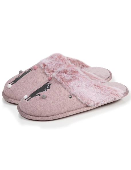 Chaussons mules chat fantaisie Gris+Rose chiné 12 - vertbaudet enfant 