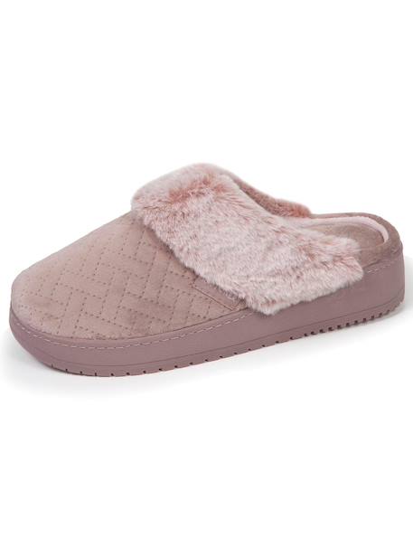 Chaussons mules velours ultra doux, talon 3,7 cm Blush 6 - vertbaudet enfant 