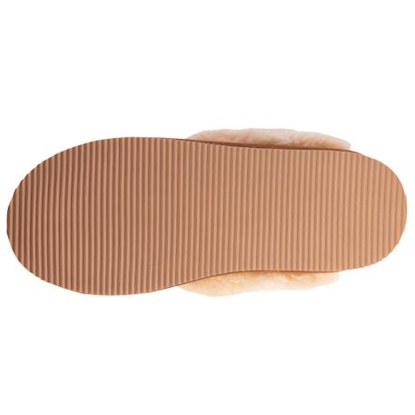 Chaussons mules cuir fourré chaud Beige+Camel+Kaki 11 - vertbaudet enfant 