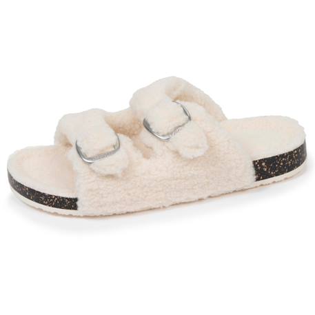 Chaussons mules ouvertes amorti talon, confort à la marche Ivoire+Léopard 1 - vertbaudet enfant 