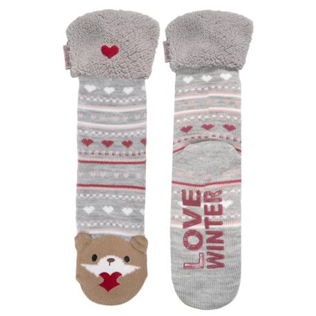 Chaussettes d'intérieur en maille, doublé sherpa, antidérapante Jacquard gris 3 - vertbaudet enfant 