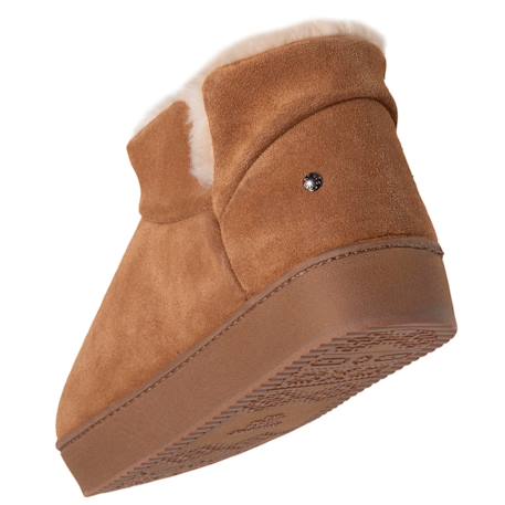 Chaussons bottillons dessus en cuir, semelle plateforme Camel+Kaki 5 - vertbaudet enfant 