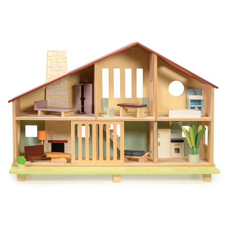 Maison de poupée en bois rétro – chalet moderne avec meubles inclus Multicolore 2 - vertbaudet enfant 