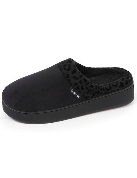 Chaussons mules velours ultra doux, compensées Camel+Noir 12 - vertbaudet enfant 