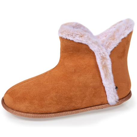 Chaussons bottillons ultra confortables et chauds, interieur et bordure en fausse fourrure Camel+Gris+Noir 1 - vertbaudet enfant 