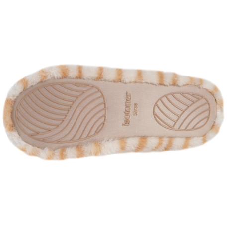 Chaussons ballerines imitation fourrure - tissu antidérapant Beige tigré 4 - vertbaudet enfant 