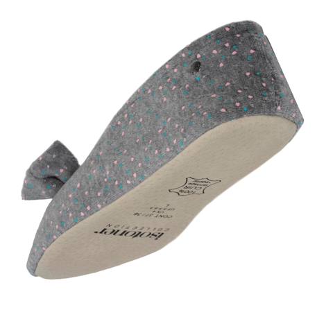 Chaussons ballerines ultra confortables, semelle en cuir, détail grand nœud Aubergine+Bleu canard+Bleu canardfleurs+Girafe+Gris chiné clair+Ivoire+Rayure marinière+Rayuresbleues+Rouge+Sauge+Vert d'eau 28 - vertbaudet enfant 