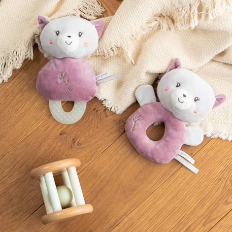 Hochet bebe bamboo - chat - 14 cm s/carte Gris 3 - vertbaudet enfant 