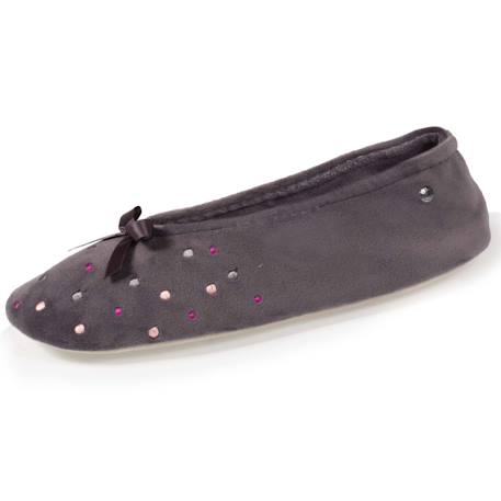 Chaussons ballerines brodée pois Gris foncé 1 - vertbaudet enfant 