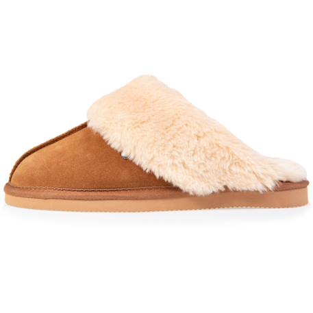 Chaussons mules cuir fourré chaud Beige+Camel+Kaki 10 - vertbaudet enfant 