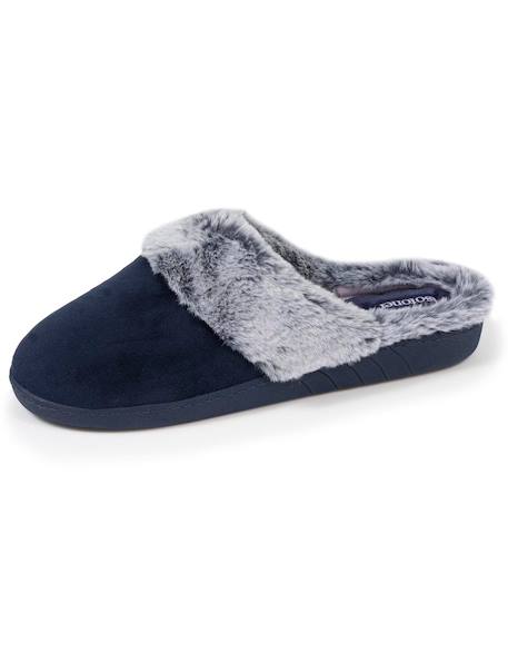 Chaussons mules semelle ergonomique confort, velours Marine+Noir+Rayures 6 - vertbaudet enfant 