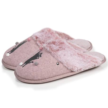 Chaussons mules chat fantaisie Gris+Rose chiné 7 - vertbaudet enfant 
