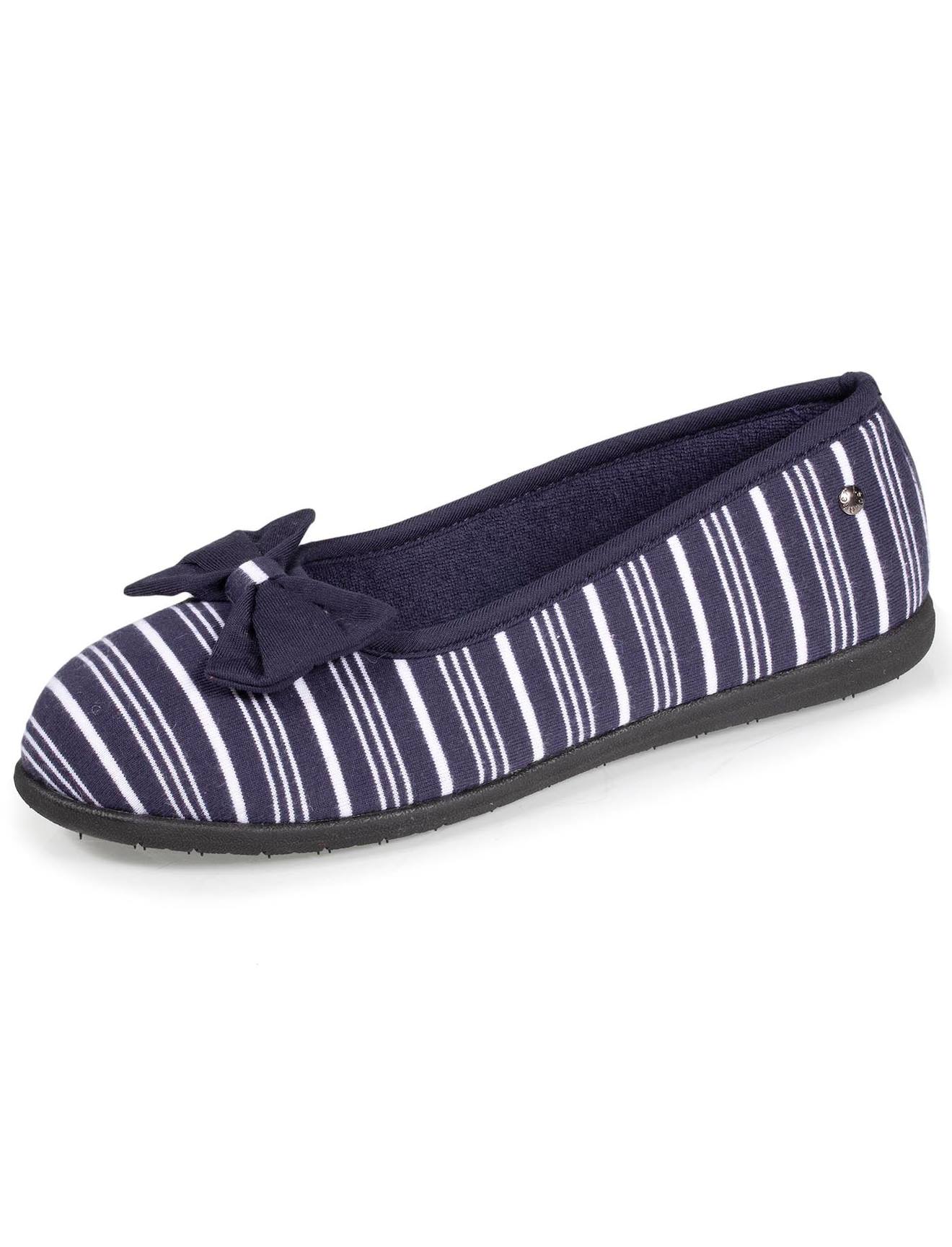 Chaussons Ballerines Isotoner Femme - Velours Doux, Semelle Mémoire De Forme, Confortables - Lavables En Machine, Taille 40 - 8