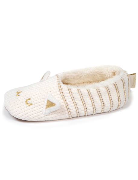Chaussettes d'intérieur maille chenille - fourrées, antidérapantes Ivoire 6 - vertbaudet enfant 