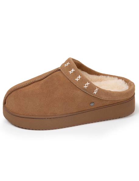 Chaussons mules semelle plateforme 3,5 cm Camel 6 - vertbaudet enfant 