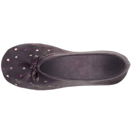 Chaussons ballerines brodée pois Gris foncé 2 - vertbaudet enfant 