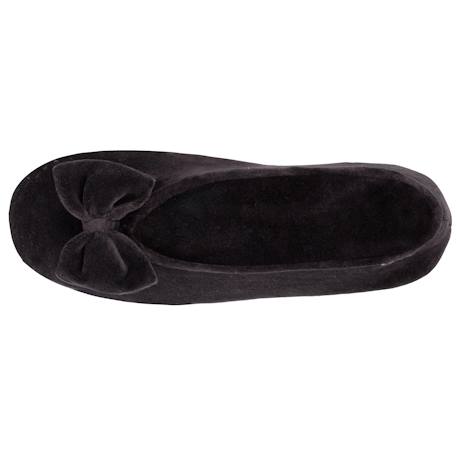 Chaussons ballerines ultra confortables, en coton biologique et semelle en cuir, détail grand nœud Corail+Noir 9 - vertbaudet enfant 
