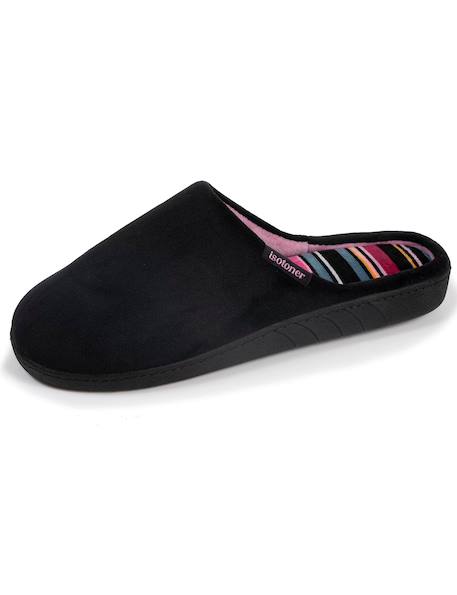 Chaussons mules semelle ergonomique confort, velours Marine+Noir+Rayures 12 - vertbaudet enfant 